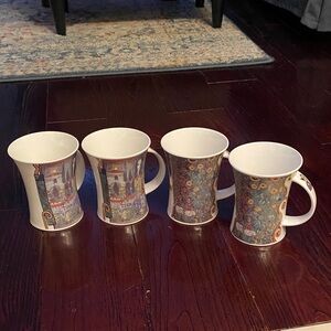 Set of 4 Dunoon MEMORY Gustav Klimt Bone China Mugs Made in England